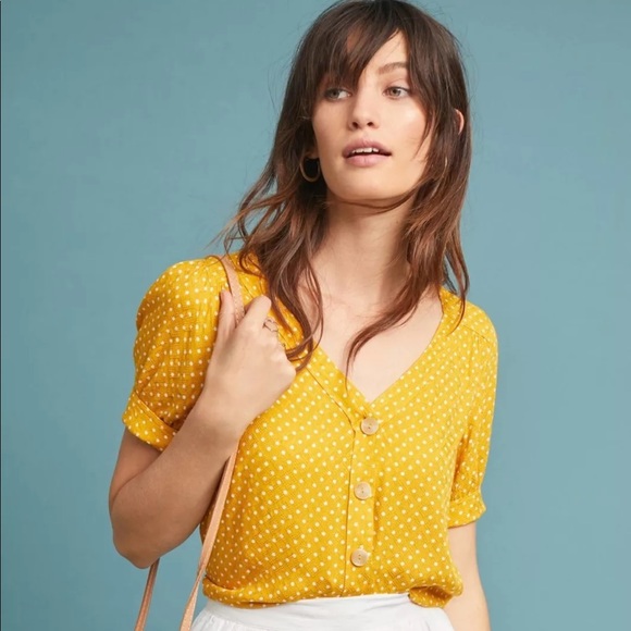 yellow polka dot blouse